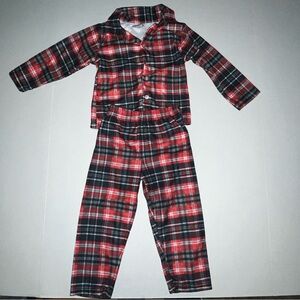 Mon Petit Red Black White Plaid Boy’s Toddler Pajamas SIZE: 2T